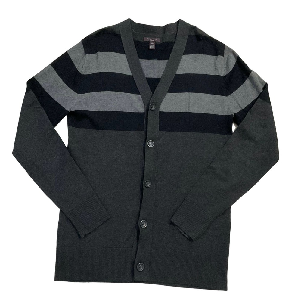 Refectory London Men Gray Black Knit Sweater Size S (38-13)